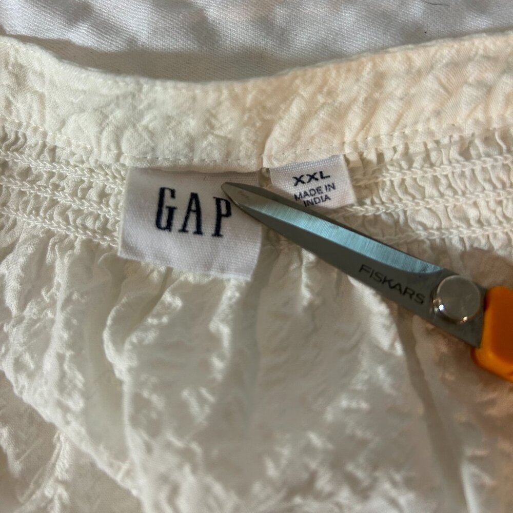 Gap Seersucker Peasant Shirt plus size XXL White - Picture 5 of 10